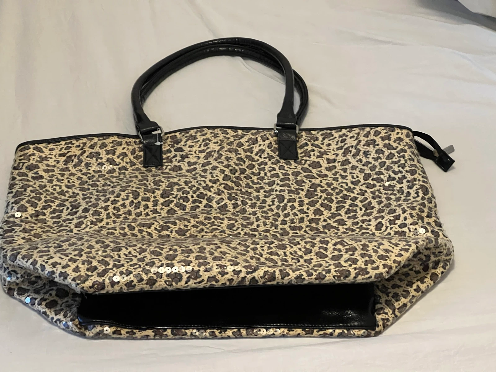 Murval sac cabas motifs panthère et sequins 
